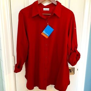 Columbia Women’s Savannah Hill Solid Long Sleeve Button Front shirt NWT